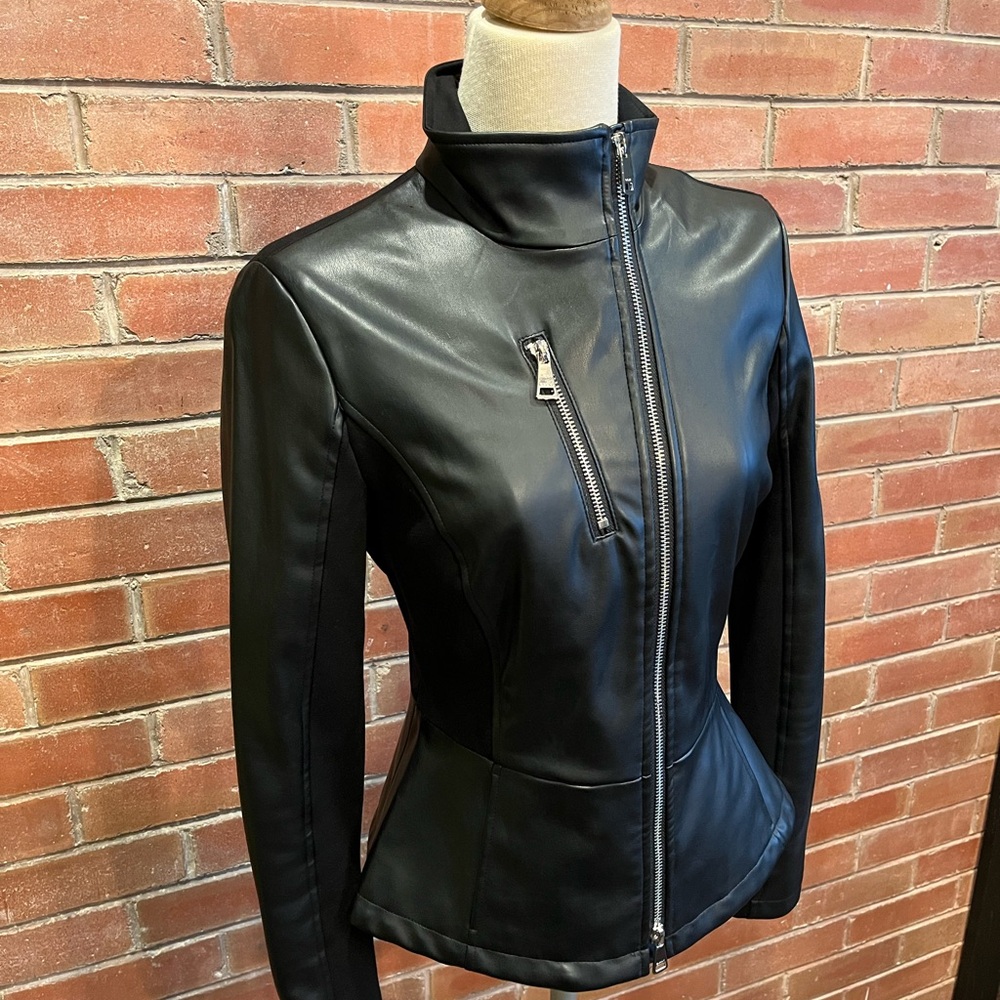 Women's Black DKNY Faux Leather Jacket
